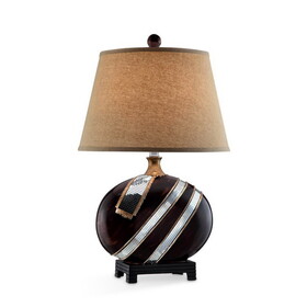 28.5" Tall Polyresin Table Lamp"Kukui" with Dark Espresso finish, Fabric Shade B072116244