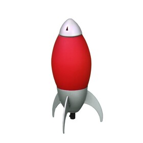 10.5" Tall Acrylic Kids Table Lamp, Rocket Ship design, Red B072116265