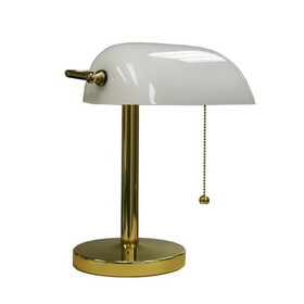 12.5" Tall Metal Table Lamp, Bankers Lamp design, White B072116268