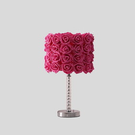 18.25" Red Roses in Bloom Acrylic / Metal Table Lamp B072116322