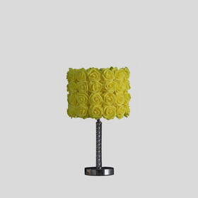 18.25" Yellow Roses in Bloom Acrylic / Metal Table Lamp B072116323