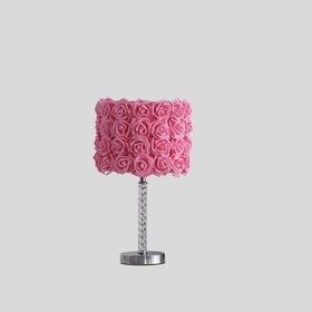 18.25" Pink Roses in Bloom Acrylic / Metal Table Lamp B072116324