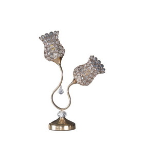 18.75" Rose Gold 2-Floral Trumpet Glam Metal Table Lamp B072116333