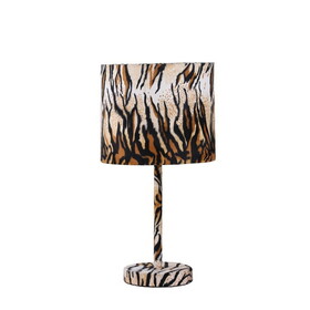 19.25" Faux Suede Tiger Print Metal Table Lamp B072116336