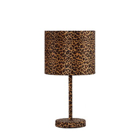 19.25" Faux Suede Leopard Print Metal Table Lamp B072116338