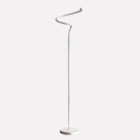 52.5-inch LED Matte White Curvilinear S-Curve Spiral Tube Angled Floor Lamp B072116353