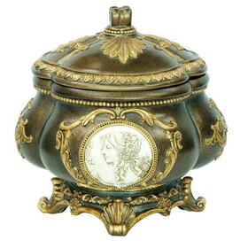 9" Tall Decorative Jewelry Box, Bronze finish B072116356