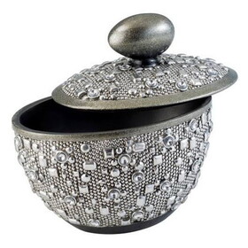 8" Tall Polyresin Decorative Jewelry Box" Twilight" with Silver finish B072116361