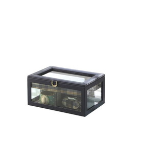 9.8" Long Tempered Glass and Leather Jewelry Case / Watch Display, Blue B072116378