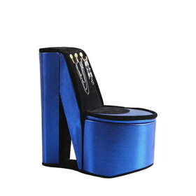 9" Tall Display Jewelry Box with Hooks, High Heel Shoe Design, Blue Velvet B072116391