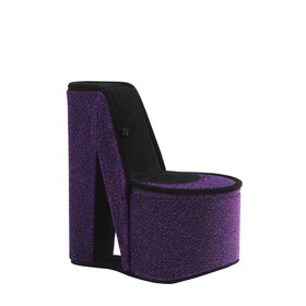 9" Tall Display Jewelry Box with Hidden Storage, High Heel Shoe Design, Purple Velvet B072116395