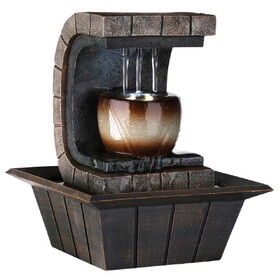 9.75" Tall Indoor Meditation Fountain with LED Light, Well Design B072116410