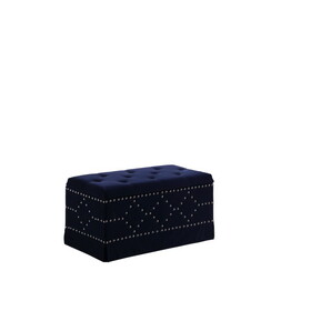 18" Tall Upholstered Storage Bench with Two additional seating, Indigo Blue B072116473