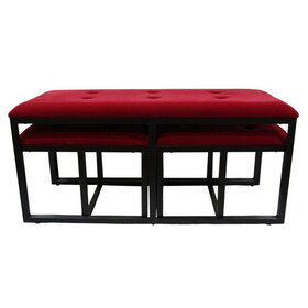 20.5" Tall Metal Bench with 2 Additional Seating, Black and Red finish B072116478