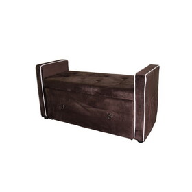 22" Shoe Storage Bench, Brown Suede B072116493