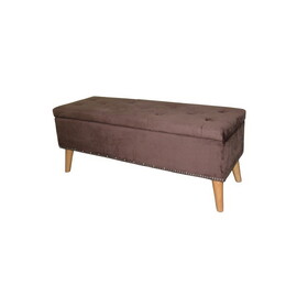 17" Tall Storage Bench, Brown Suede B072116496