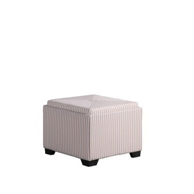 17.5" Tall Tufted Storage Ottoman, Yellow and Gray Stripes B072116510
