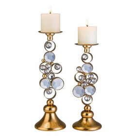 14" and 16" Tall Polyresin"Malha" Candleholder, Gold finish (Set of 2) B072116547