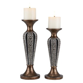 12" and 14" Tall"Everly" Candleholder, Bronze and Chrome finish (Set of 2) B072116559