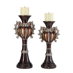 16" and 18" Tall" Delicata" Urn-Shaped Candleholder, Bronze (Set of 2) B072116563