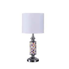 24" Vicki Chrome Bohemian Glass Mosaic Modern Table Lamp B072116566
