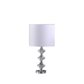 22.25" Geometric Prism Solid Crystal Table Lamp in Chrome Silver B072116594