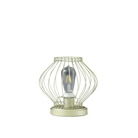 9.5" in Industrial Farm Cage Satin Matte Gold Uplight Metal Table Lamp B072116606