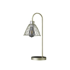 20.5" in Industrial Farm Pendant Cage Satin Matte Gold Metal Table Lamp B072116607