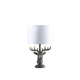 18" in Stag Elk Deer Bust Rustic Gray Polyresin Table Lamp B072116625