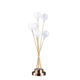 27.5" in 6-Light Acrylic Globe Aluminun LED Chrysanthe Yellow Gold Metal Table Lamp B072116644