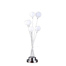 27.5" in 6-Light Acrylic Globe Aluminun LED Chrysanthe Silver Chrome Metal Table Lamp B072116645
