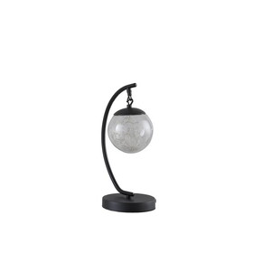 14" in Pendulum Multi-Colored LED Glass Orb Black Metal Table Lamp w/ USB Port B072116654