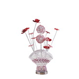 Aluminum 4 Red Roses 6 Petal Floral 2 Red/Silver Flower Bud on a Fan Aluminum Vase Table Lamp for Living Room, Nightstand Bedside Table Lamp for Bedroom, LED Lamp B072P220155