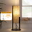 22" H Modern Upright Beige Linen Drum Black Metal Table Lamp for Living Room, Nightstand Bedside Table Lamp for Bedroom, LED Lamp B072P220157