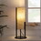 22" H Modern Upright Beige Linen Drum Black Metal Table Lamp for Living Room, Nightstand Bedside Table Lamp for Bedroom, LED Lamp B072P220157