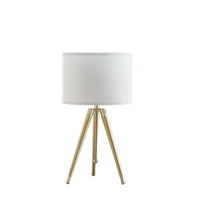 35.5" - 25.75"H Adjustable Hieght Brass/Shiny Gold Modern Tripod Table Lamp for Living Room, Nightstand Bedside Table Lamp for Bedroom, LED Lamp B072P220158