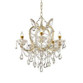 22"in Bella Petite Gold Crystal 5-LED Light Chandelier B072P222425