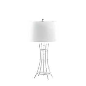 29.25" in Kiara Modern Satin Silver Bamboo Metal Table Lamp B072P222429