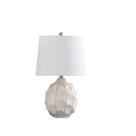 21.75" in Coastal Seaside Cream/Taupe Trim Cascade Scallop Ceramic Table Lamp B072P222430