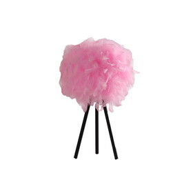 20.5" in Hot Pink Feather Shade Tripod Modern Metal Table Lamp B072P222436