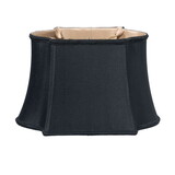 Fancy Oblong Softback Lampshade with Washer Fitter, Black Natural Fabric Lampshade with Bronze Lining for Table Lamps, 7.25x11.375