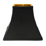 Square Bell Hardback Lampshade with Bulb Clips, Black Natural Fabric Lampshade with Gold Lining for Table Lamps, 4