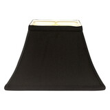 Rectangle Bell Hardback Lampshade with Washer Fitter, Black Natural Fabric Lampshade with White Lining for Table Lamps, 5