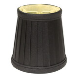 Side Pleat Chandelier Lampshade with Flame Clip (Set of 6), Black Color Natural Fabric Lampshade for Table Lamps, 3
