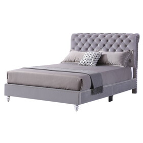 Glory Furniture Maxx G1940-QB-UP Tufted Upholstered Bed, GRAY B078108112