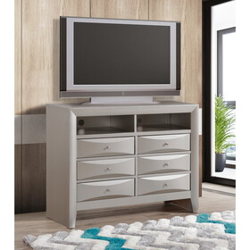 Glory Furniture Marilla G1503-TV2 Media Chest, Silver Champagne B078118241