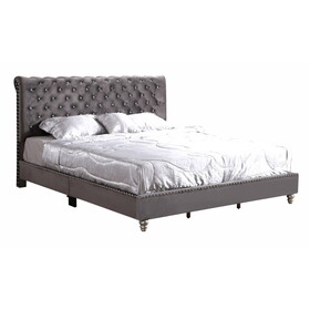 Glory Furniture Maxx G1940-KB-UP Tufted Upholstered Bed, GRAY B078118320