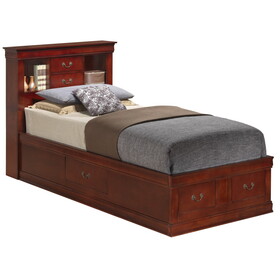 Glory Furniture Louis Phillipe G3100B-TSB Twin Storage Bed, Cherry B078S00276