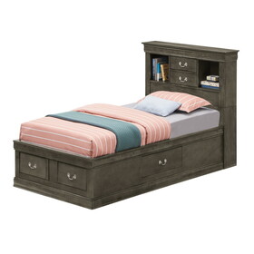 Glory Furniture Louis Phillipe G3105B-TSB Twin Storage Bed, Gray B078S00299