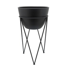 Metal 14" Planter In Stand, Black B079106900